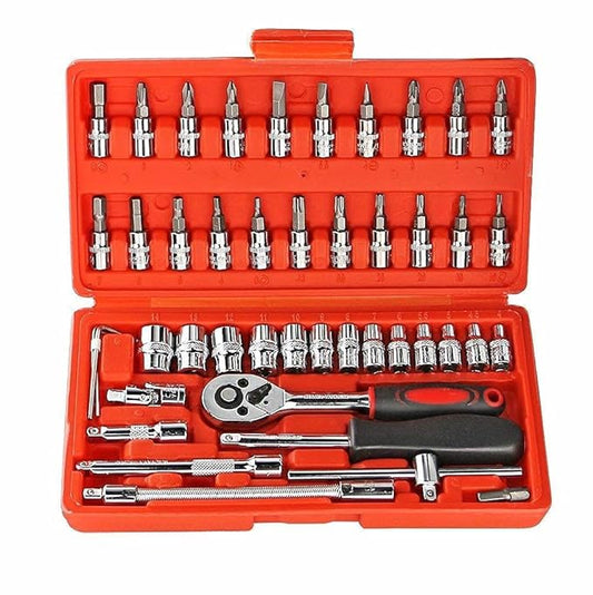 46-in-1 Socket Wrench & Screwdriver Set | Multipurpose Mechanical Tool Kit