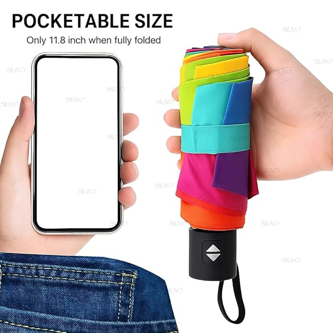 3-Fold Rainbow Umbrella – Auto Open & Close | Wind & Rain Resistant