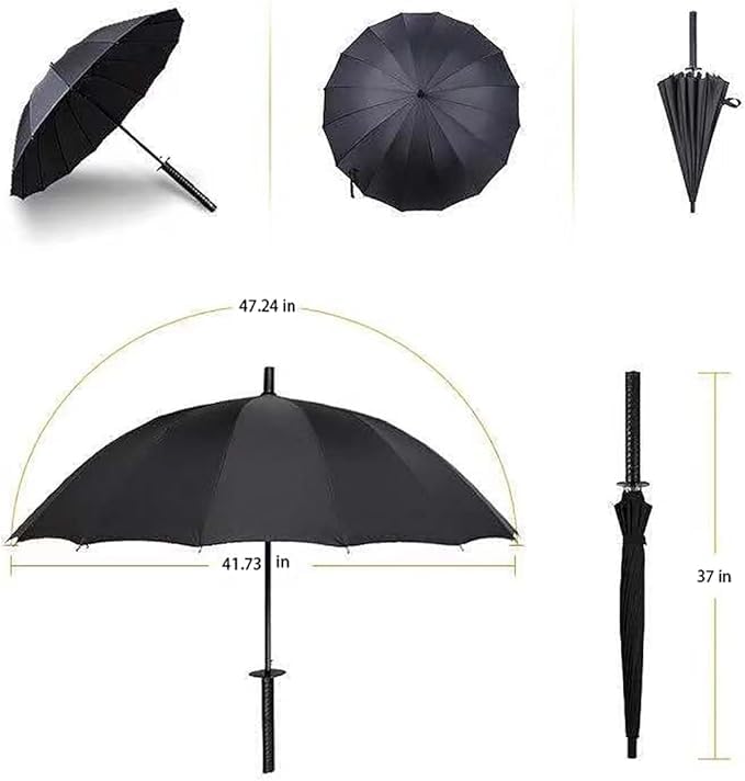Katana Samurai Umbrella – Long Handle Sword-Style Auto Open | 16-Rib Heavy-Duty Build
