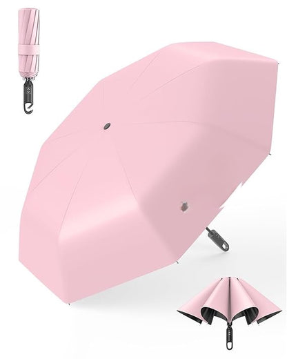 All Color-Lock 3-Fold Umbrella with Carabiner Handle – Compact, Auto Open & UV Protected