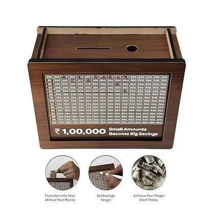 Wooden Money Bank | Classic Piggy Bank for Savings & Gifting